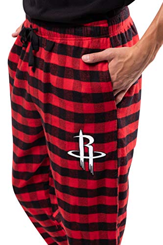 Ultra Game NBA Houston Rockets Mens Sleepwear Super Soft Flannel Pajama Loungewear Pants, Team Color, Small
