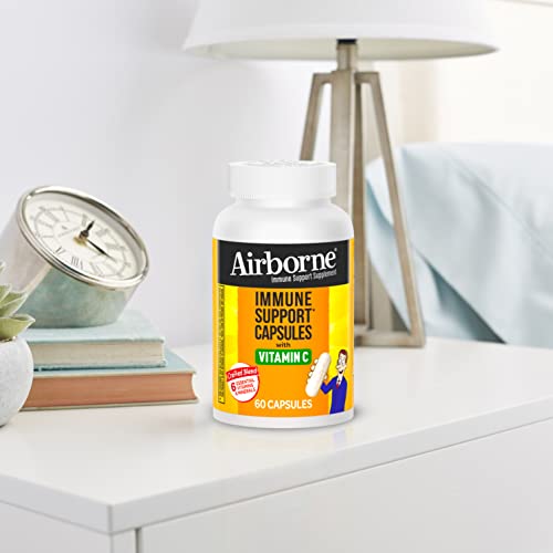 Airborne Vitamin C 500mg Capsules With Zinc and Selenium, Immune Support Supplement For Adults with Powerful Antioxidants Vitamins A C and E + Vitamin D - 60ct Bottle (30 Servings)