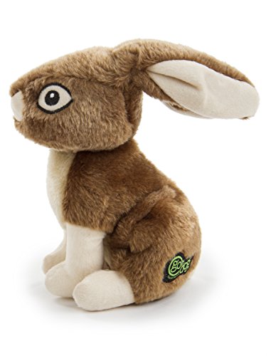goDog Wildlife Rabbit Squeaky Plush Dog Toy, Chew Guard Technology - Brown, Large, All Breed Sizes