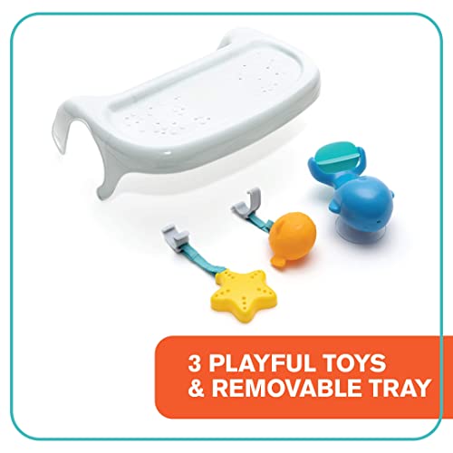 Summer My Bath Seat with Toys – Baby Bathtub Seat for Sit-Up Bathing with Backrest Support, Plus Fun Bath Toys – Easy to Set-Up, Remove, and Store, with Secure Suction Cups, Mint, 4 Piece Set