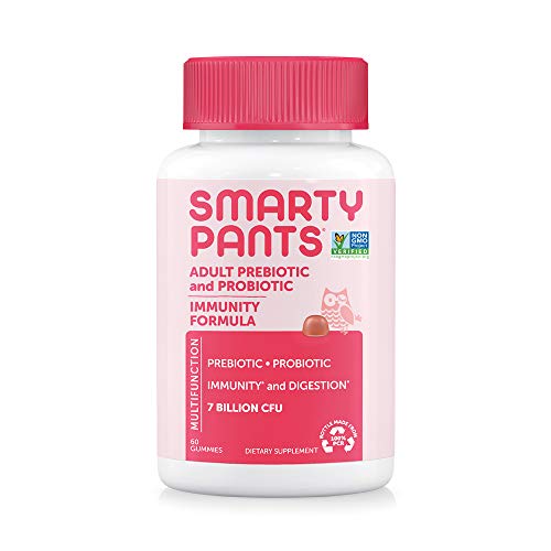 SmartyPants Adult Probiotic Immunity Gummies: Prebiotics and Probiotics for Immune Support and Digestive Comfort, Strawberry Crème, Vegan Gummy Vitamins, 60 Count, 30 Day Supply, No Refrigeration Required
