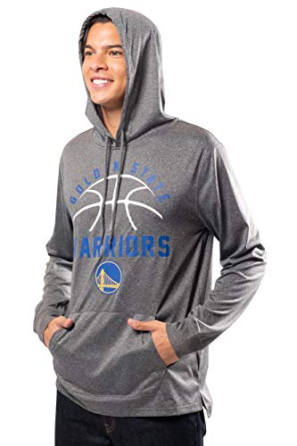 Ultra Game NBA Golden State Warriors Mens Super Soft Lightweight Pullover Hoodie, Heather Charcoal , Medium