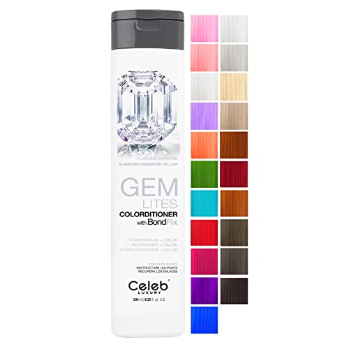 Celeb Luxury Gem Lites Colorditioner, Semi-Permanent Professional Hair Color Depositing Conditioner, Silvery Diamond, 8.25 Fl Oz (Pack of 1)