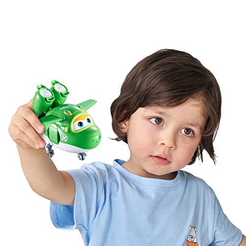 Super Wings 5' Transforming Mira Airplane Toys Vehicle, Action Figure Kids Toys to Plane and Robot, Super Wings Toys for Kids Ages 3 and Up, Preschool Kids Birthday Gift, Green