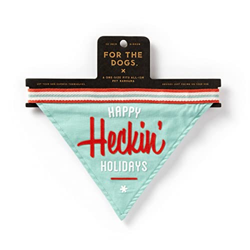 Brass Monkey Happy Heckin' Holidays Dog Bandana; Durable Cotton Pet Bandana; One Size Fits Most; 9” W x 6” H; 30” Tie Ribbon; Cute Dog Accessories with Eye-Catching Design; Great
