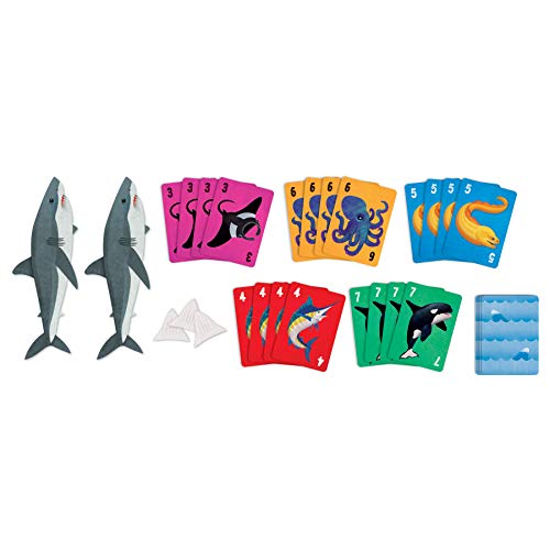 Mudpuppy Chomp Champ Game from Fun Twist on The Classic Game of Spoons, Includes 40 Cards, 4 Shark Tiles, 30 Shark Tooth Tokens and Instructions, Perfect Addition to Family Game Night, Ages 5+
