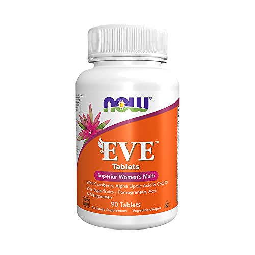 NOW Supplements, Eve™ Women's Multivitamin with Cranberry, Alpha Lipoic Acid and CoQ10, plus Superfruits - Pomegranate, Acai and Mangosteen, 90 Tablets