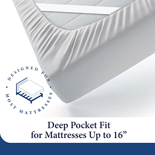 Cosy House Collection Luxury Bamboo Sheets - Blend of Rayon Derived from Bamboo - Cooling and Breathable, Silky Soft, 16-Inch Deep Pockets - 4-Piece Bedding Set - Queen, Grey