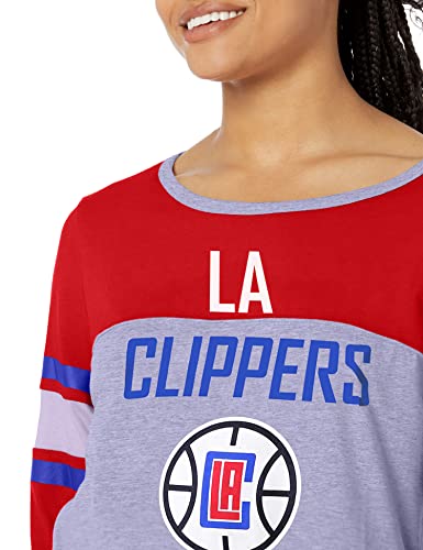 Ultra Game NBA Los Angeles Clippers Womens T-Shirt Raglan Baseball 3/4 Long Sleeve Tee Shirt, Heather Gray, Medium