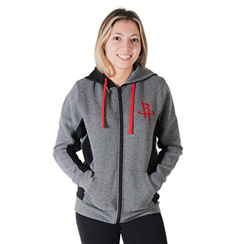 NBA Houston Rockets Women's Soft Fleece Full Zip Hoodie Sweatshirt Jacket, Heather Charcoal, M