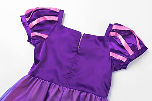 ReliBeauty Girls Dress Puff Sleeve Princess Costume, 5, Purple(with Accessories)