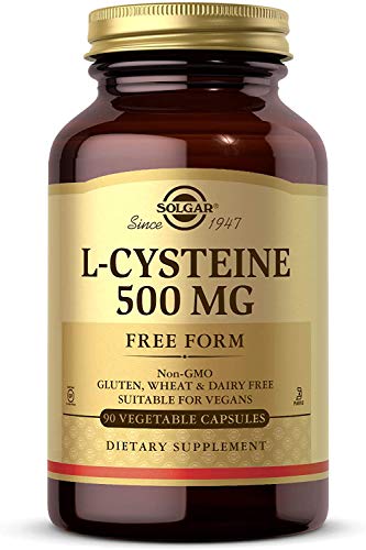 Solgar L-Cysteine 500 mg, 90 Vegetable Capsules - Free Form Amino Acid - Keratin Support for Skin, Hair and Nails - Glutathione Support - Vegan, Gluten Free, Dairy Free, Kosher - 90 Servings