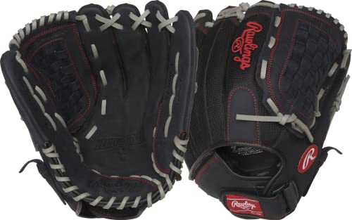 Rawlings Renegade 14' Softball, FB/Basket R140BGS-6/0 Gloves, Right Hand Throw, Black/Grey