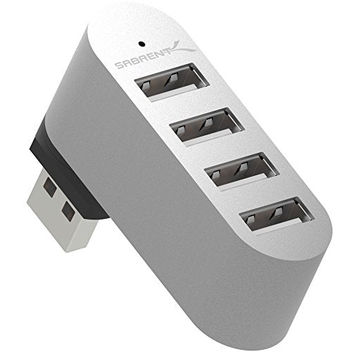 SABRENT Premium 4 Port Aluminum Mini USB 2.0 Hub [90°/180° Degree Rotatable] (HB-UMMC)