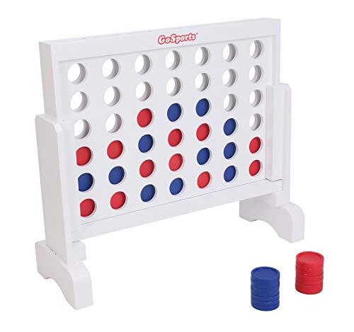 GoSports 1 Foot Width Premium Solid Wood 4 in a Row Game with Carrying Case