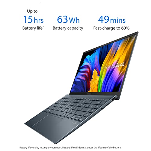ASUS ZenBook 14 Ultra-Slim Laptop 14” FHD Display, AMD Ryzen 9 5900HX CPU, Radeon Vega 7 Graphics, 16GB RAM, 1TB PCIe SSD, NumberPad, Windows 11 Pro, Pine Grey, UM425QA-XH99