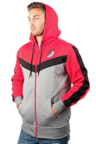 Ultra Game NBA Portland Trail Blazers Mens Soft Fleece Full Zip Jacket Hoodie, Team Color, X-Large