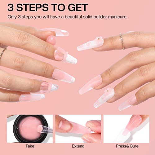 Morovan Solid Builder Gel for Nails - 4 Colors Builder Gel Nail Kit with UV Light Non-Sticky Hand Nail Carving Gel Nail Extension Gel for Nail Strenthen DIY Home Extension Caving