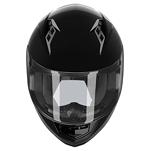 GLX GX11 Compact Lightweight Full Face Motorcycle Street Bike Helmet with Extra Tinted Visor DOT Approved (Black, X-Large)