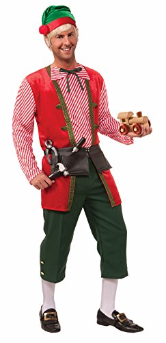 Forum Novelties Men's Toy Maker Elf Costume, Green/Red, One Size