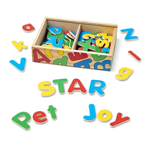 Melissa and Doug 52 Wooden Alphabet Magnets in a Box - Uppercase and Lowercase Letters - ABC Learning Toys, Chunky Magnetic Letters For Toddlers And Kids Ages 3+
