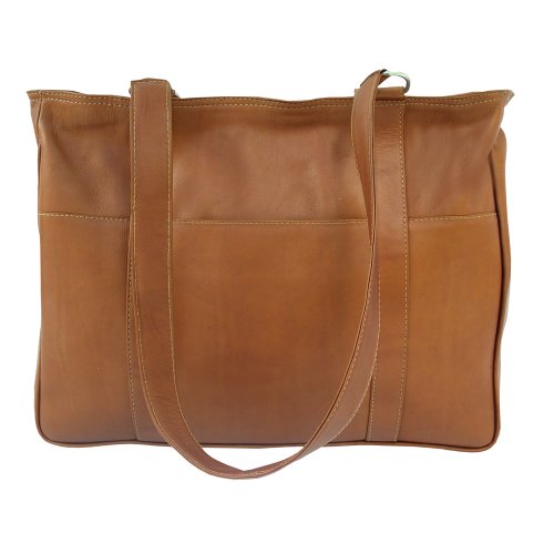 Piel Leather Small Shopping Bag, Saddle, One Size