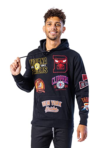 Ultra Game NBA Multi Team Mens Soft Fleece Pullover Hoodie Sweatshirt, Black, Large