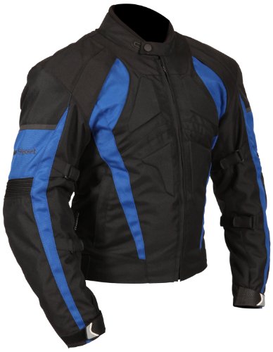 Milano Sport MJGAM0384LA Gamma Motorcycle Jacket with Blue Accent (Black, Large)