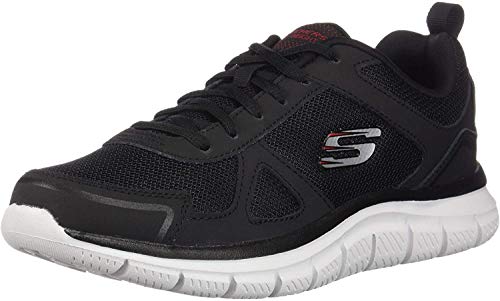 Skechers mens Track Scloric Oxford, Black/Red, 6.5 US
