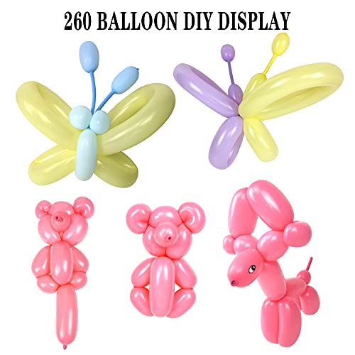LXZFCRG 260 Balloons, Premium Long Balloons Latex Twisting Balloons for Birthday Wedding Festival Party Pastel Color Pack of 100