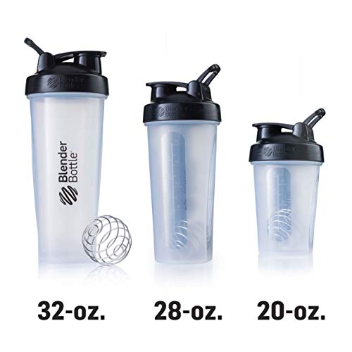 BlenderBottle Classic Shaker Bottle Perfect for Protein Shakes and Pre Workout, 20-Ounce, Black