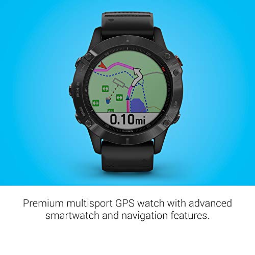 Garmin 010-02158-01 fenix 6 Pro, Premium Multisport GPS Watch, Features Mapping, Music, Grade-Adjusted Pace Guidance and Pulse Ox Sensors, Black