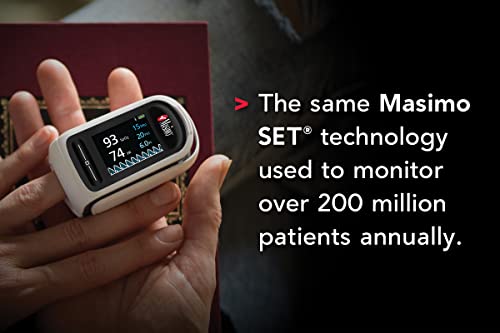 Masimo MightySat Fingertip Pulse Oximeter with Bluetooth, Monitor Blood Oxygen Saturation and Breath per Minute, OLED Screen, Touchpad, Long Battery Life