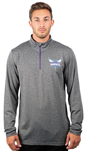 Ultra Game NBA Men's Quarter Zip Long Sleeve Pullover T-Shirt , Heather Charcoal, Large
