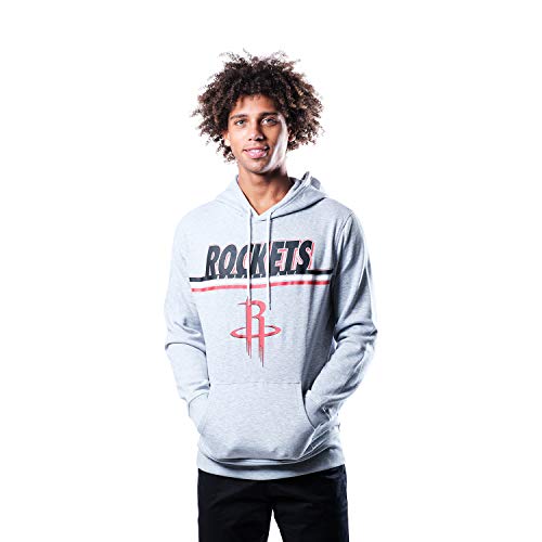 Ultra Game NBA Houston Rockets Mens Fleece Hoodie Pullover Sweatshirt Out Of Bounds, Heather Gray, Large