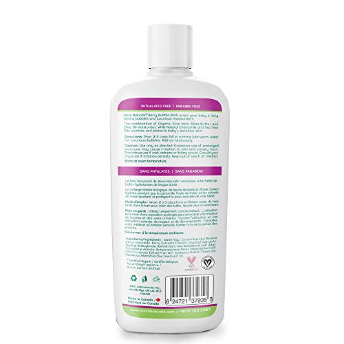 Aleva Naturals Bubble Bath | Long Lasting Moisture for Sensitive Skin | Made with Natural and Organic Ingredients with Fresh Berry Scent | for Newborn Babies and Toddlers - 8 Fl Oz