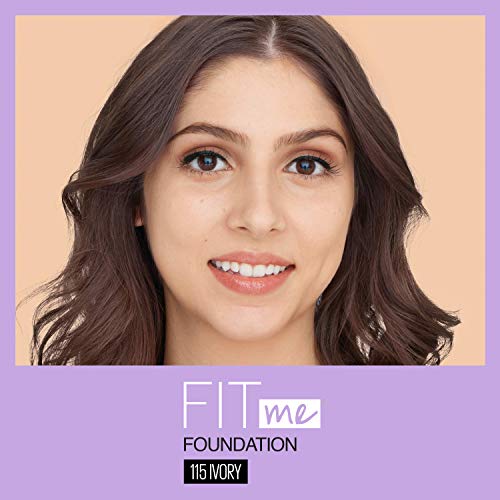Maybelline Fit Me Dewy + Smooth SPF 18 Liquid Foundation Makeup, Ivory, 1 Count
