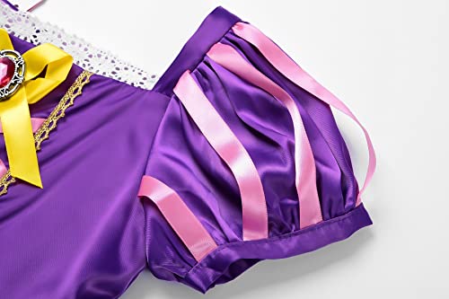 ReliBeauty Girls Dress Puff Sleeve Princess Costume, 8, Purple(with Accessories)