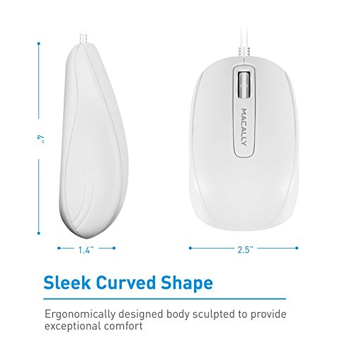 Macally 104 Key USB Wired Keyboard and Mouse Combo with Apple Shortcut Keys for Mac, iMac, Macbook, and Windows PC (MKEYECOMBO), White