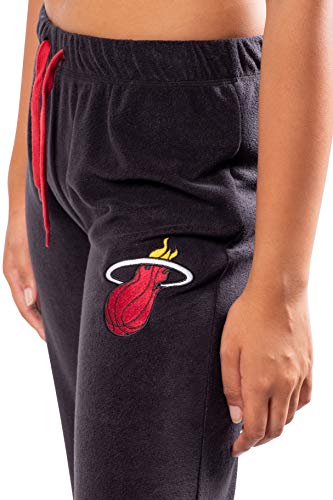 Ultra Game NBA Miami Heat Womens Sleepwear Super Soft Plush Pajama Loungewear Pants, Black, X-Large
