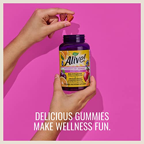 Nature’s Way Alive! Women’s 50+ Gummy Multivitamins, Vitamins and Minerals, Supports Whole Body Wellness*, Vegetarian, Mixed Berry Flavored, 150 Gummies