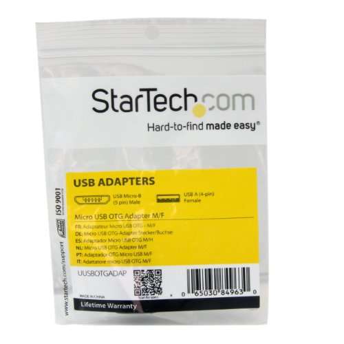 StarTech.com Micro USB OTG to USB Adapter - Micro USB Male OTG to USB Female Adapter - USB On The Go Adapter (UUSBOTGADAP), Black