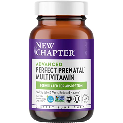 New Chapter Advanced Perfect Prenatal Vitamins - 48ct, Organic, Non-GMO Ingredients for Healthy Baby and Mom - Folate (Methylfolate), Iron, Vitamin D3, Fermented with Whole Foods and Probiotics