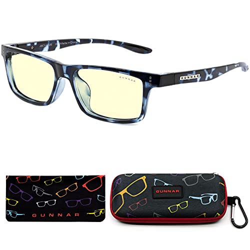 GUNNAR - Premium Gaming and Computer Glasses for Kids (age 8-12) - Blocks 65% Blue Light - Cruz, Navy Tortoise, Amber Tint