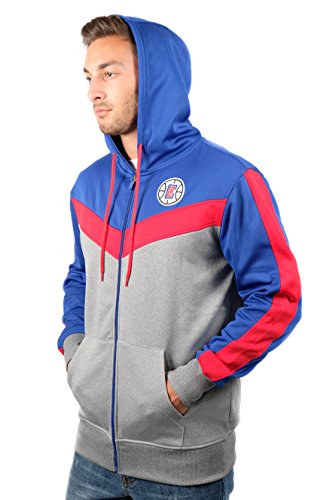 Ultra Game NBA Los Angeles Clippers Mens Soft Fleece Full Zip Jacket Hoodie, Team Color, Small