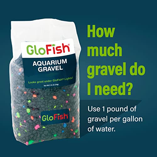 GloFish aquarium Gravel 5 Pounds, Black With Fluorescent Accents, Complements GloFish Tanks