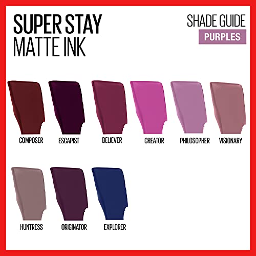 Maybelline Super Stay Matte Ink Liquid Lipstick Makeup, Long Lasting High Impact Color, Up to 16H Wear, Visionary, Taupe Purple, 1 Count