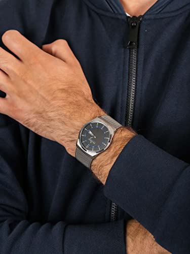 Skagen Men's Melbye Quartz Analog Stainless Steel and Stainless Steel Mesh Watch, Color: Gray and Blue Steel Mesh (Model: SKW6078)