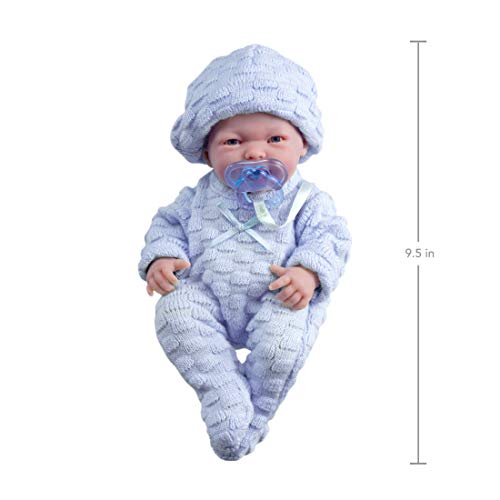 JC Toys - Mini La Newborn First Day | Anatomically Correct Real Boy Baby Doll | 9.5' All-Vinyl | Includes Knit Outfit, Hat and Pacifier | Designed by Berenguer | Ages 2+