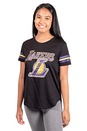 Ultra Game NBA Los Angeles Lakers Womens Soft Mesh Jersey Tee Shirt, Black, Large